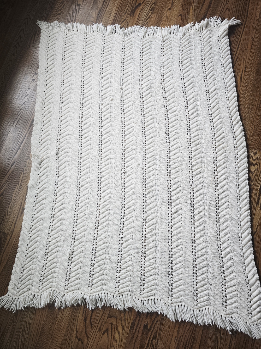 Cream Knit Chevron Throw Blanket 65" x 45"